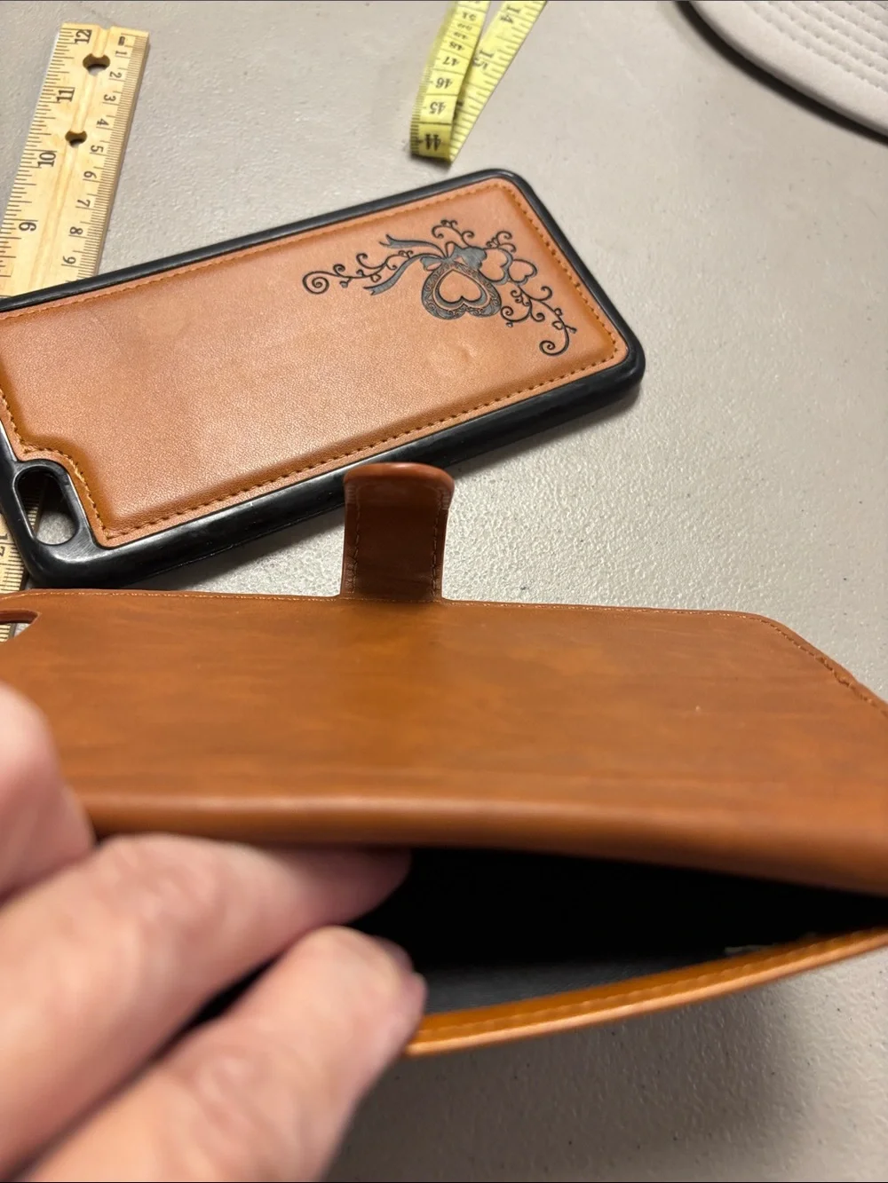 Brown Floral Wallet Phone Case with Magnetic Closure